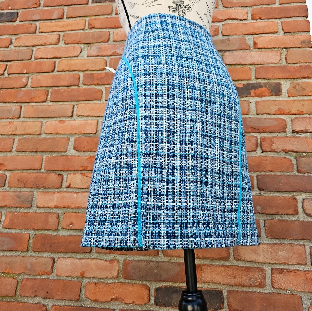 Nine & Company by Nine West Aqua Blue Tweed Mini Skirt – Size 8